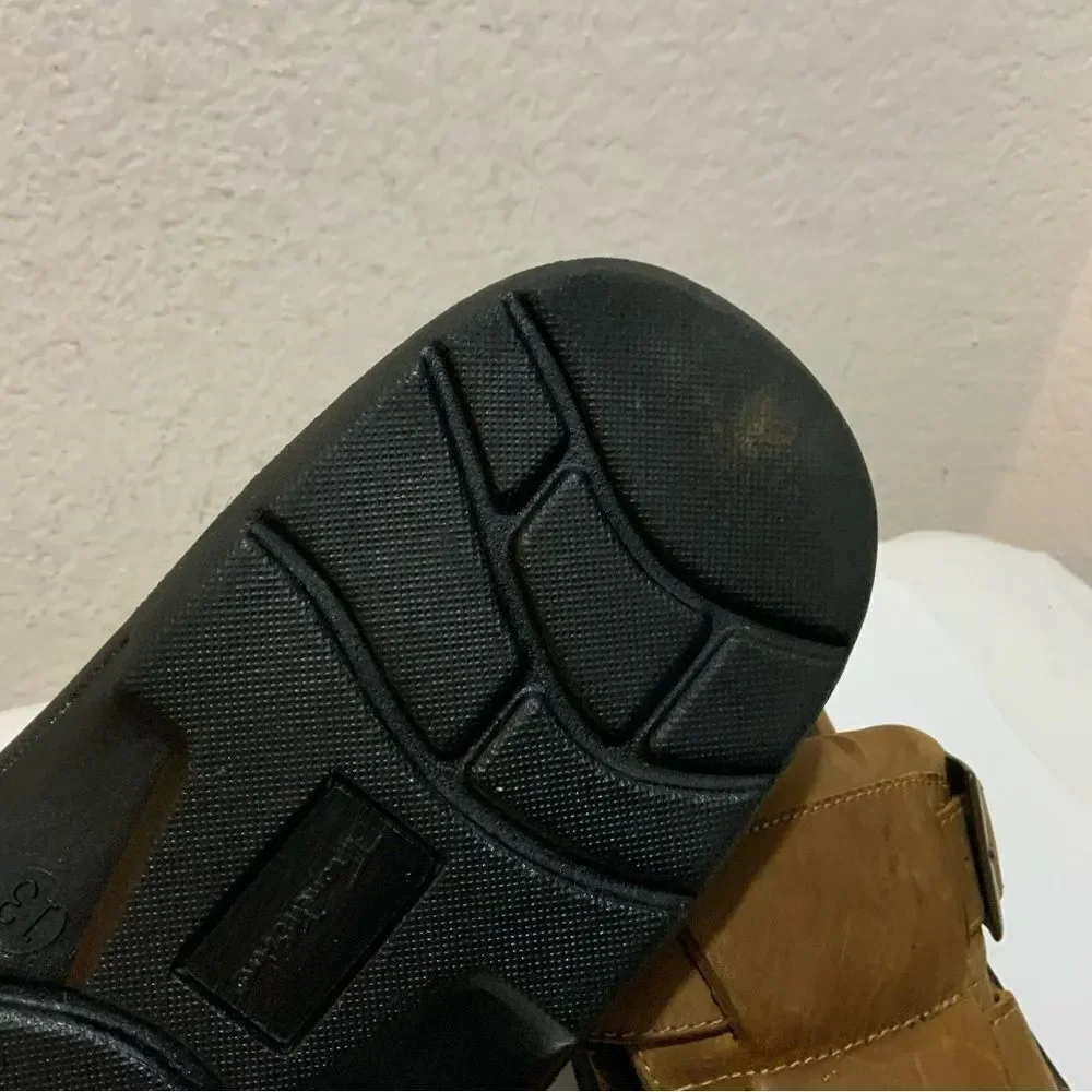 Thom McAn Men’s Size 13 Brown Open Toe Buckle Sandals Upper Leather